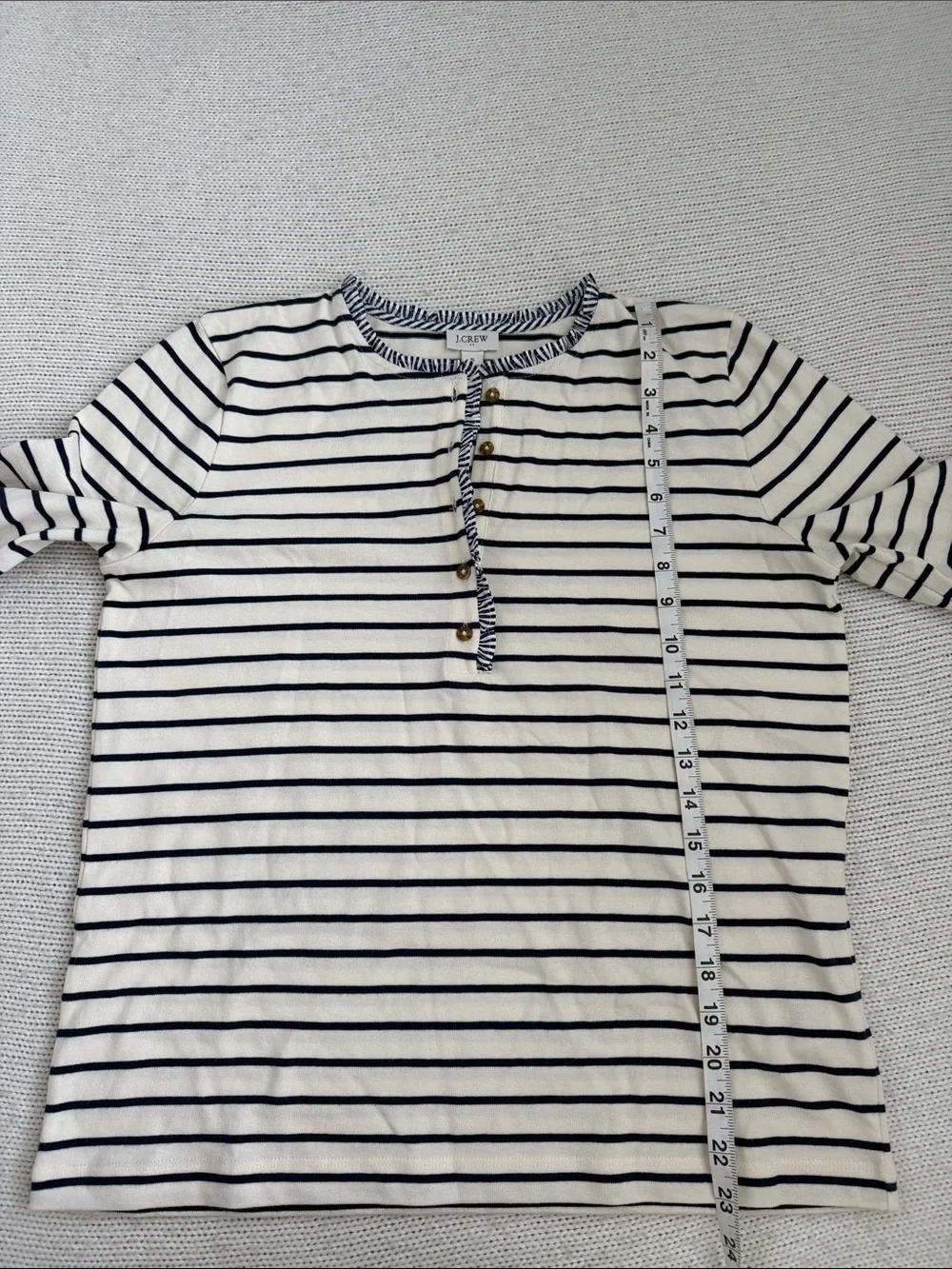 J Crew 100% Cotton Navy/White Striped Long Sleeve Shirt Size Small
